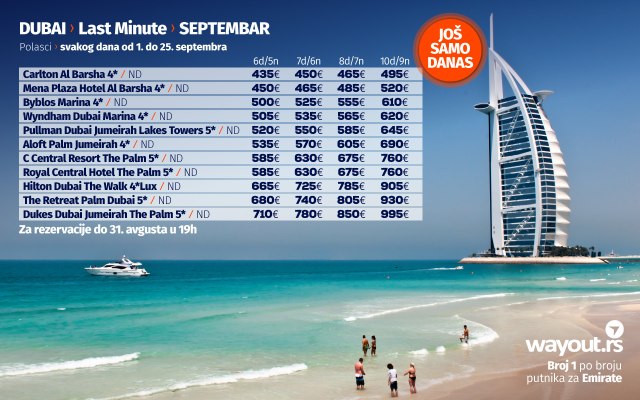 Definitivno najsigurnije putovanje u toku septembra - Hurgada i Dubai